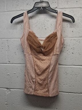 Womens Femmenina Sleeveless Dot-Accent Pink Bustier Tank Top